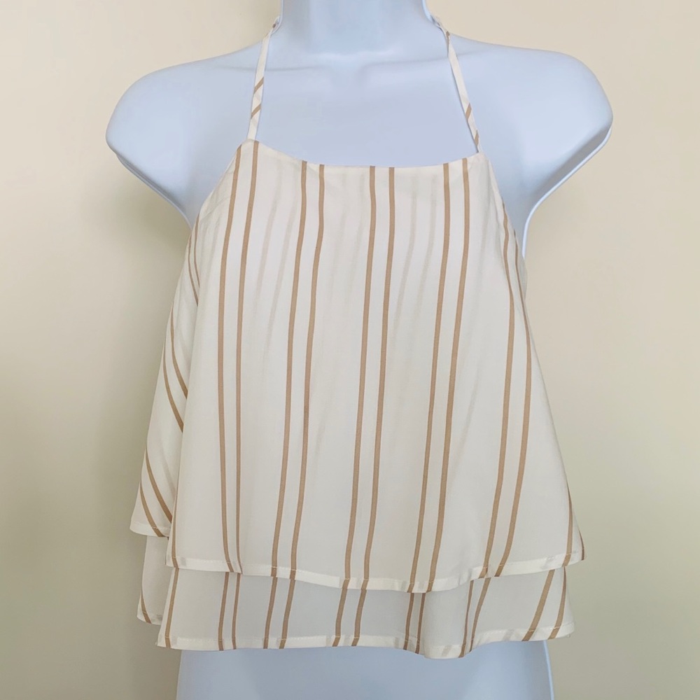 Forever 21 Tan and Cream Stripped Crop Top - Picture 1 of 3